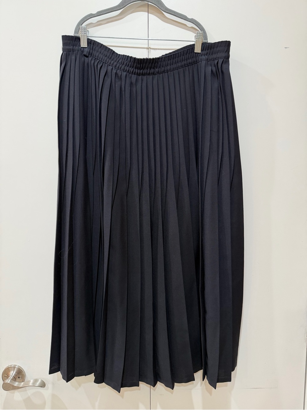 Vintage 90s Hauber Black Pleated Midi Skirt – Wool Blend Academia Goth xl